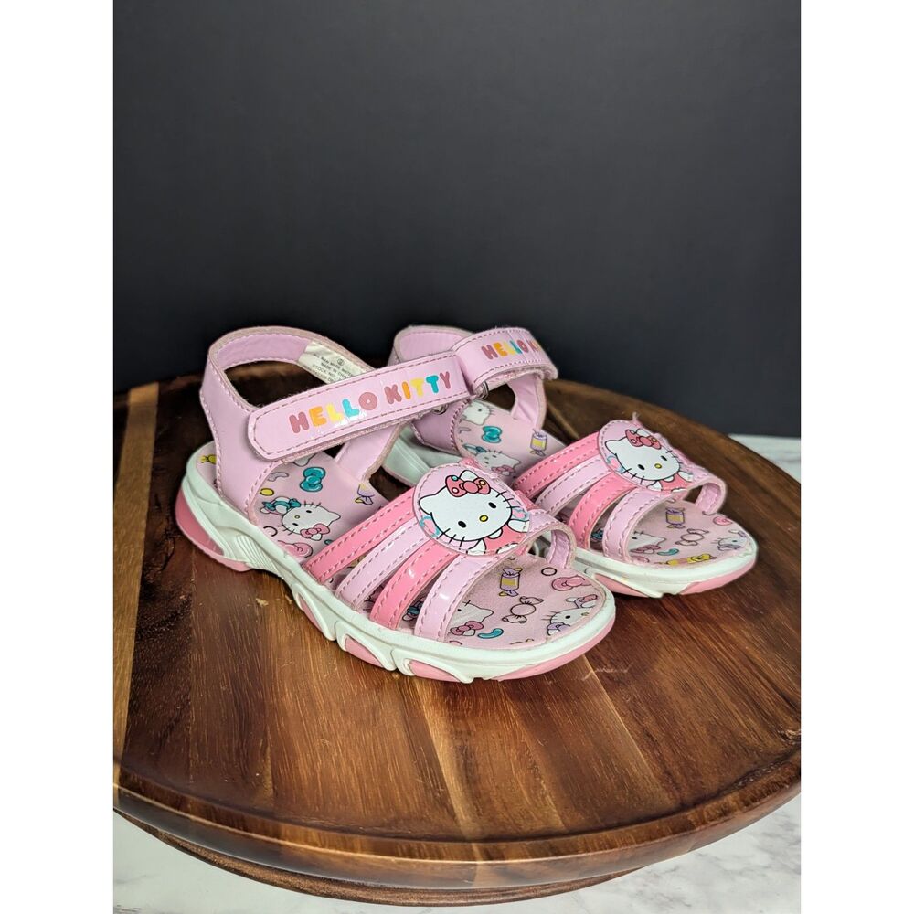 Hello Kitty Light Up Sandals Toddler Girls Size 9 Pink Sanrio Hook & Loop Shoes